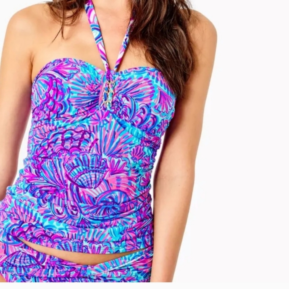 Lilly Pulitzer Turquoise oasis Shelleidiscope tankini top NWT